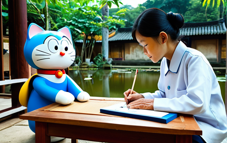 도라에몽과 진구의 우정 - Tết Celebration with Doraemon**

"A Vietnamese family celebrating Tết (Lunar New Year) in their home...