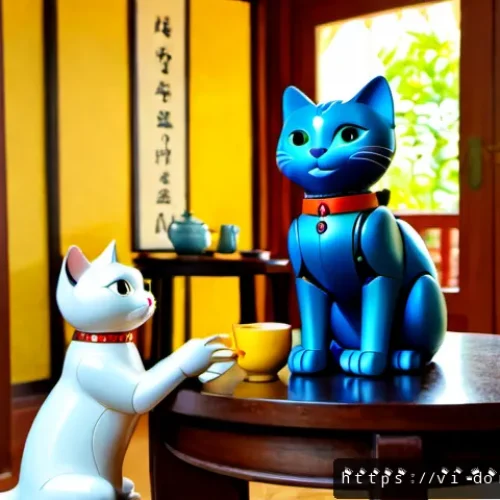 Home 30 도라에몽의 가족관계 - Photorealistic cinematic scene of a round blue robotic cat with a red collar and small bell warmly r...