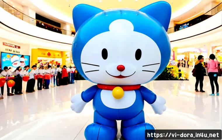 도라에몽 관련 이벤트 정보 - Photorealistic family-friendly Doraemon-themed pop-up event in a modern Ho Chi Minh City shopping ma...